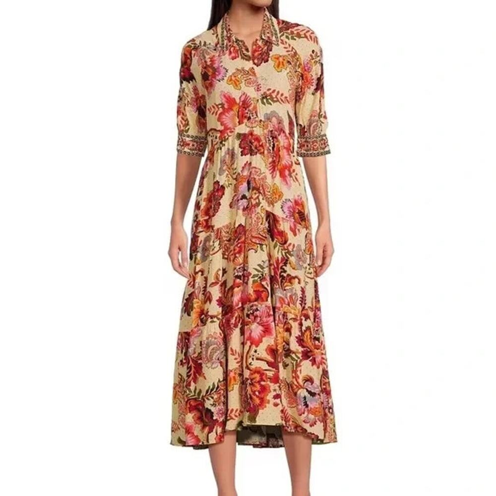 Anthropologie A Loves A Button Front Shirt Dress Floral Bandana Multicolor XS